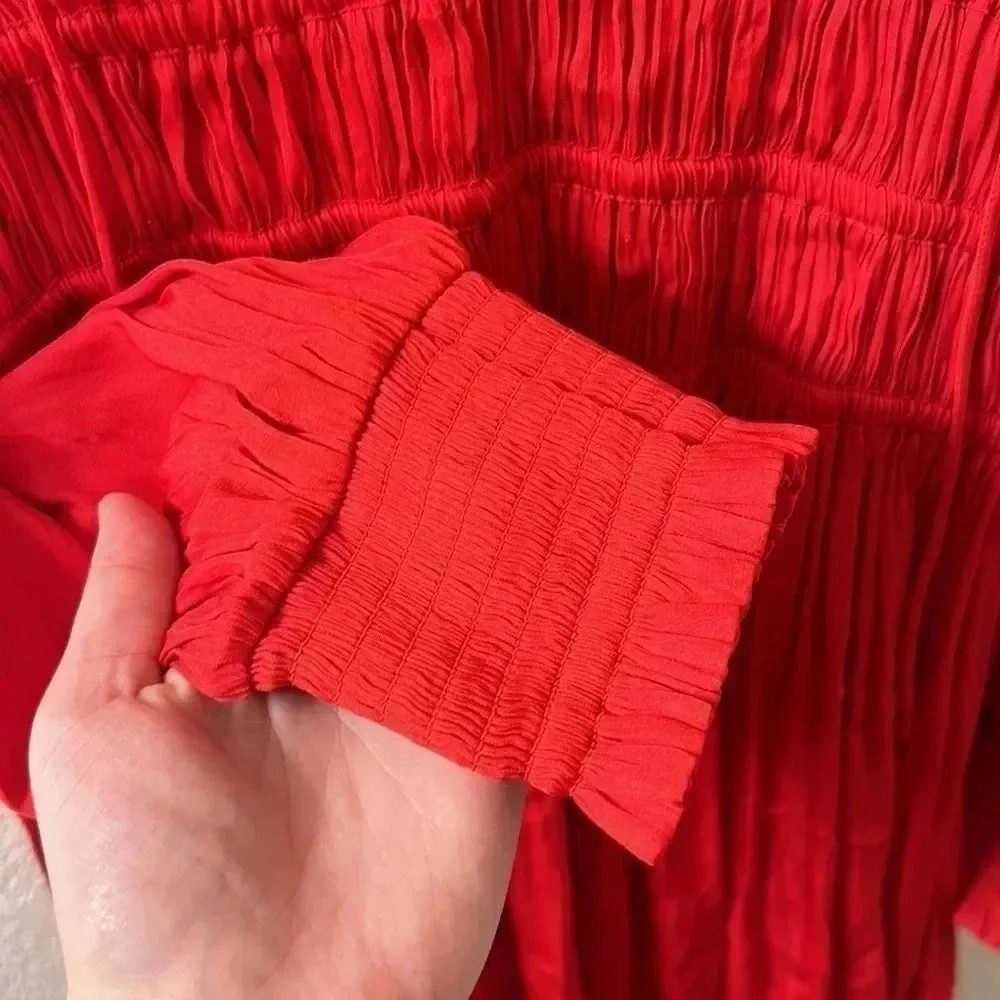 NWT Maje Short Satin Smocked Dress